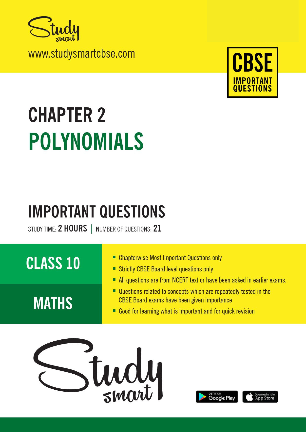 02. Polynomials | Important Questions - Class 10 Maths Important Questions preview page 2