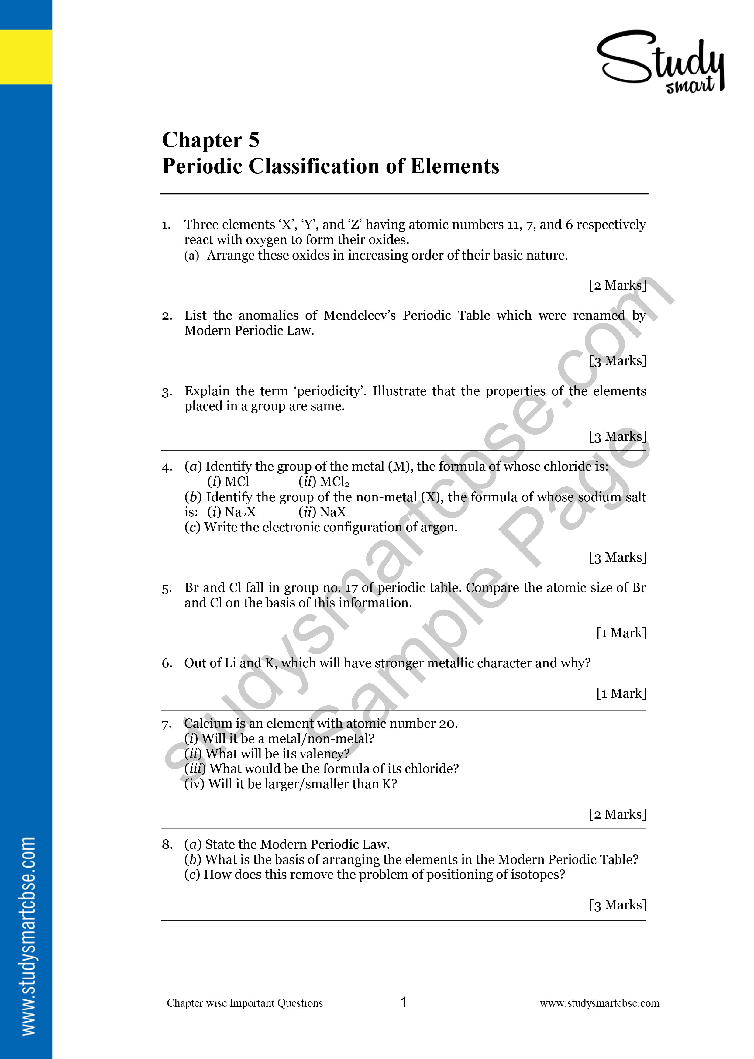 05. Periodic Classification of Elements preview page 1